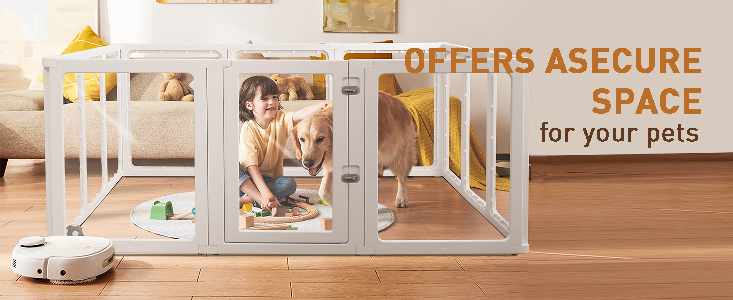 Кізохід для собак Citylife 6-TLG 60см, складаний вольєр для собак з дверцятами, вольєр для собак у квартиру, великий кізохід для собак, котів, кроликів, дрібних тварин, з неслизьким покриттям, прозорий (12-TLG 75CMH)