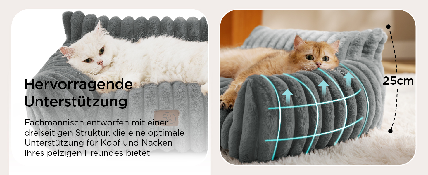 BEDSURE Ортопедичне ліжко для котів та собак великого розміру, 76x51x25 см, сіре, велике, миється, для маленьких собак та котів