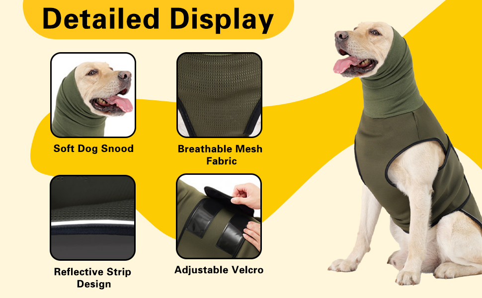Заспокійливий одяг для собак Yanmucy 2 в 1: куртка для зменшення тривоги з капюшоном та захистом вух. Ідеально для собак, які бояться феєрверків та грози (зелений, M)
