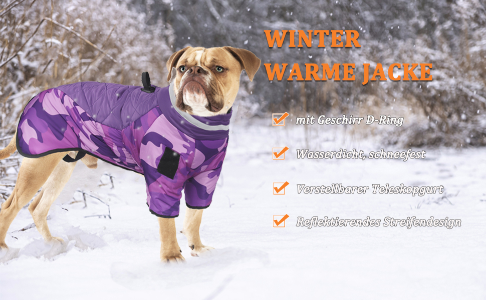 Відбиваюча куртка для собак великих порід, зимова водонепроникна тепла куртка-манта для собак, жилет для собак з двома ніжками для спорту, лижного костюма, одягу для собак з кільцем D для активного відпочинку, спорту та полювання, 6XL, камуфляж