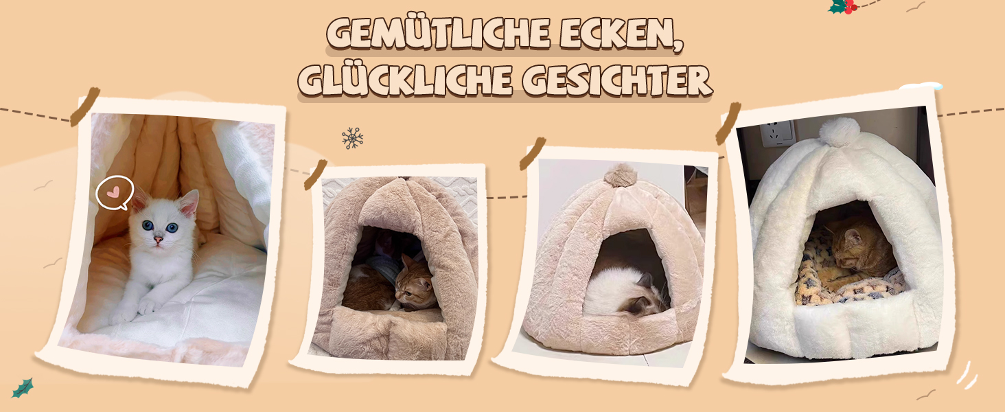 Кішка/Песик Іглу Будинок-Гніздо ALLSOPETS з Знімним Матрацом, Теплий та М'який Дім для Собак та Кішок (Сніжно-Білий, L)