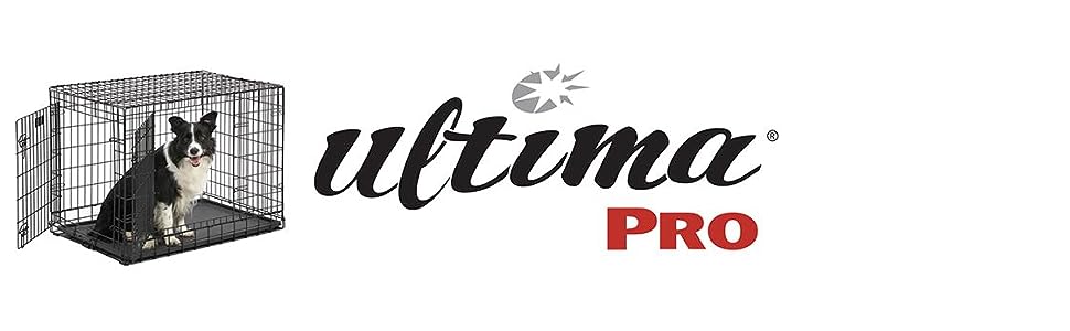 Клітка для собак MidWest Ultima Pro 107 см, металева, дві двері, складна, з роздільником, роликами та піддоном, сатин чорний
