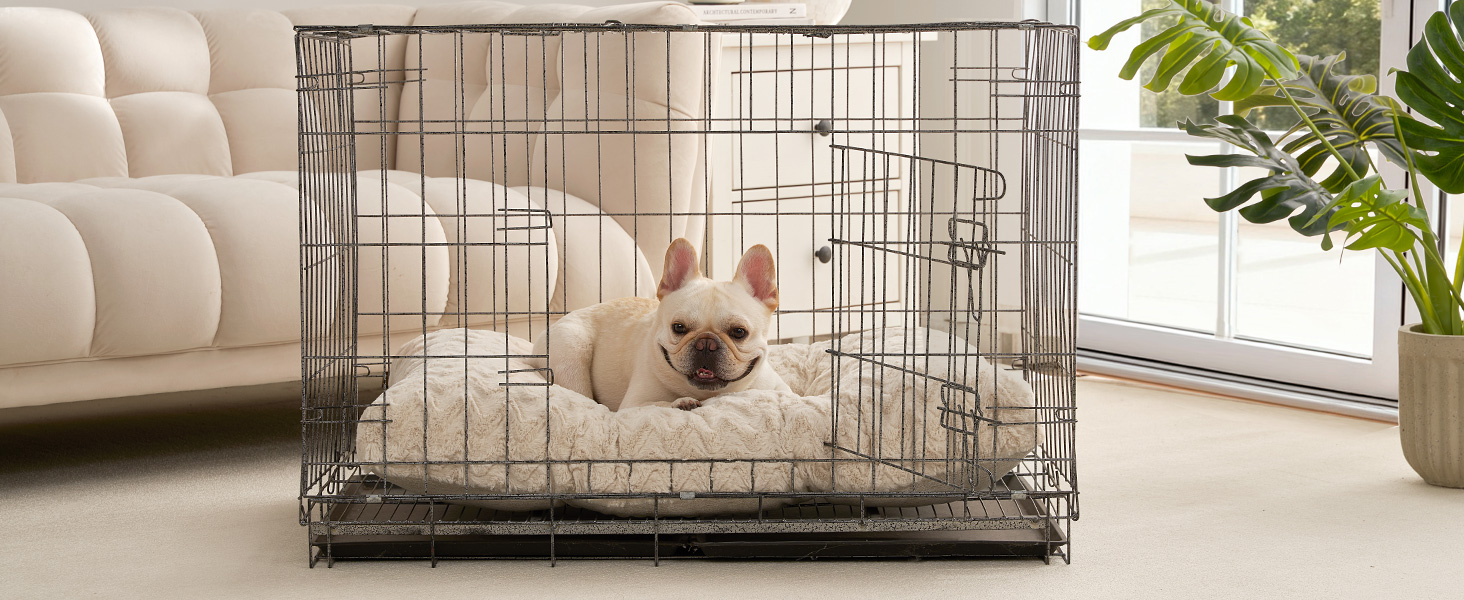 Килимок для собак великих порід, 104x68 см, XL, штучне хутро та льон, Бежевий