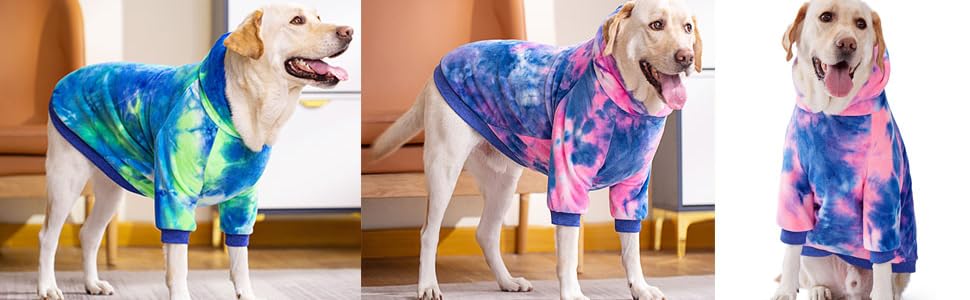 Теплий флісовий світшот з капюшоном для собак, батик, великі та середні породи (5XL, Рожевий)