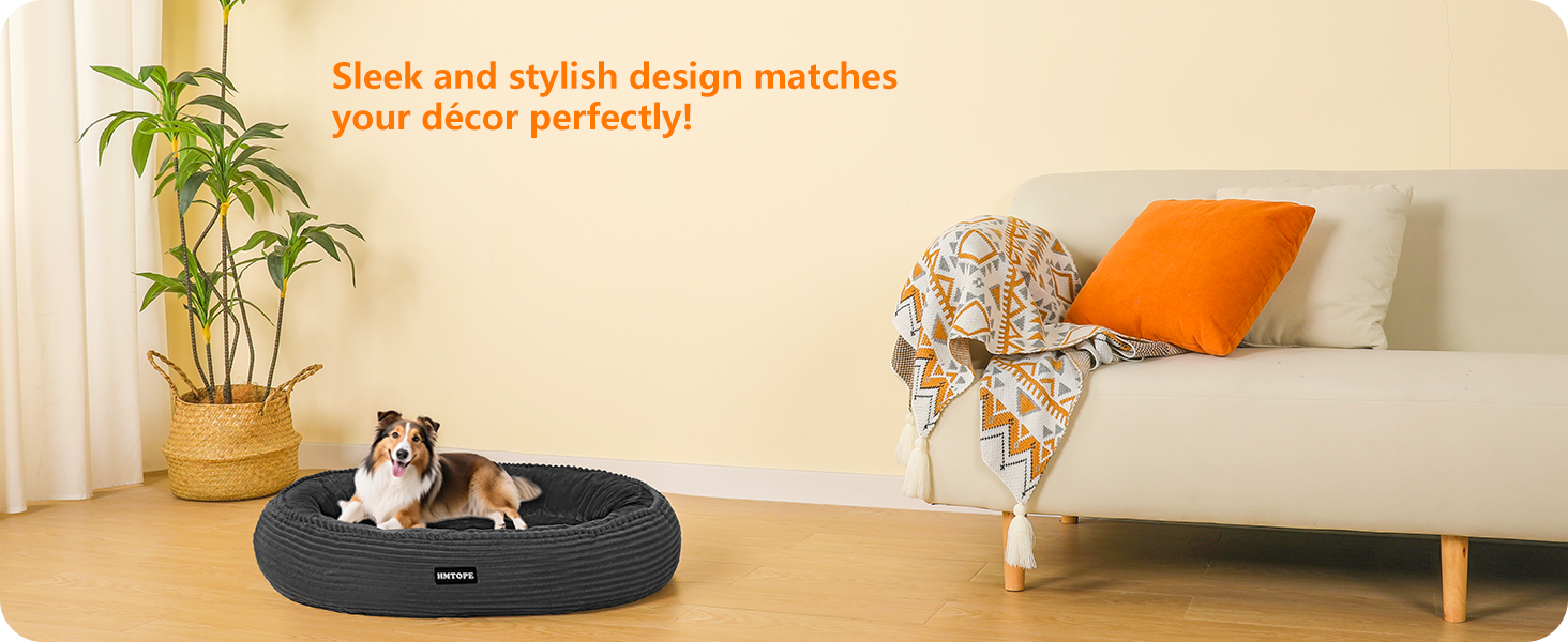 Кругле ліжко для собак середніх порід, котяче ліжко, м'яке, зручне, корзина для собак, донат, ліжко для собак, знімний, антиковзаючий, Ø 80 см, темно-сірий, розмір 80 x 80 x 20 см