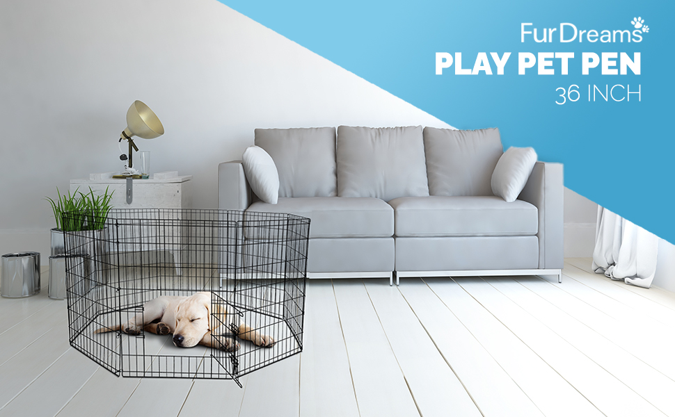 FurDreams вольєр для цуценят 91 см, 8 панелей, металевий, складний манеж для собак, котів, кроликів, хом'яків, тварин, для дому та вулиці
