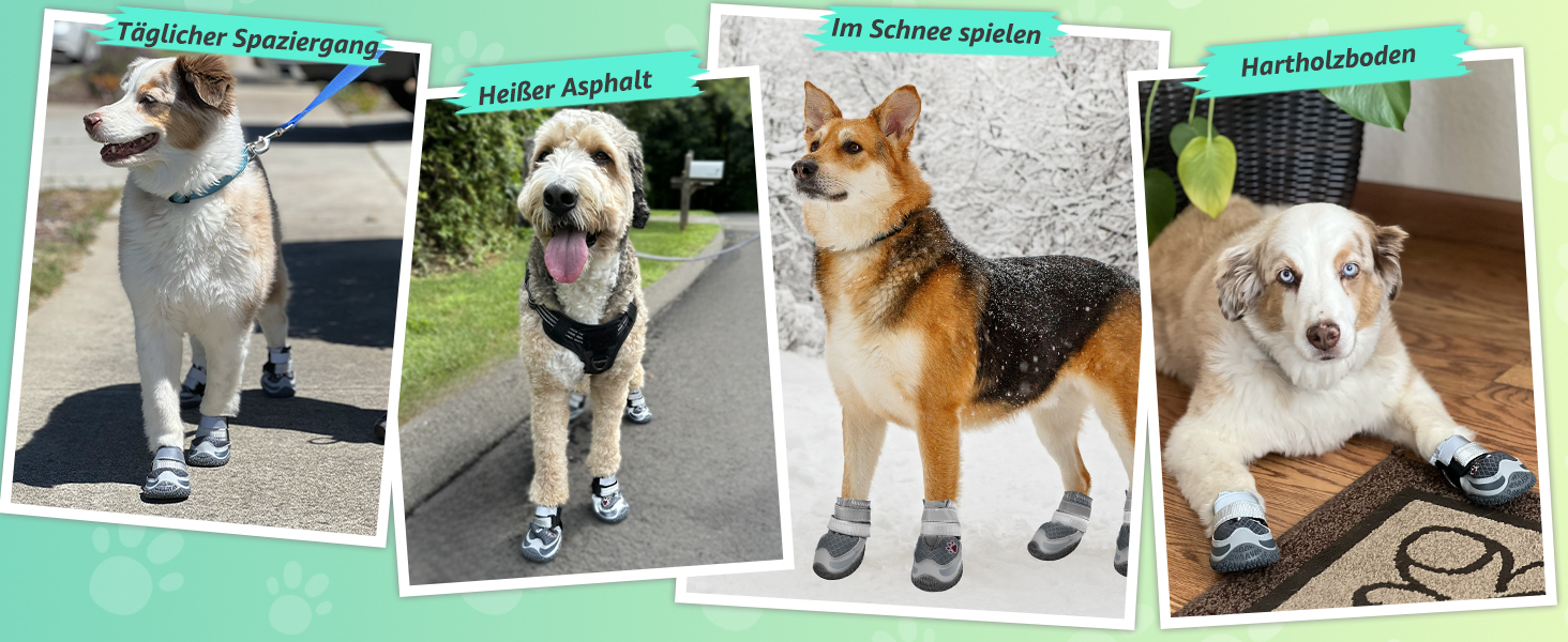 Взуття для собак SlowTon: 4 шт. захист лап, дихаючі, з неслизькою підошвою, регульовані, світловідбиваючі, водонепроникні. Підходять для собак маленьких, середніх та великих порід