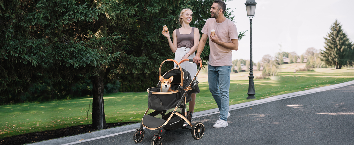 Візок для собак YITAHOME 3 в 1: візок, переноска, прогулянковий візок. До 22 кг, складний, для маленьких собак та котів (чорний)