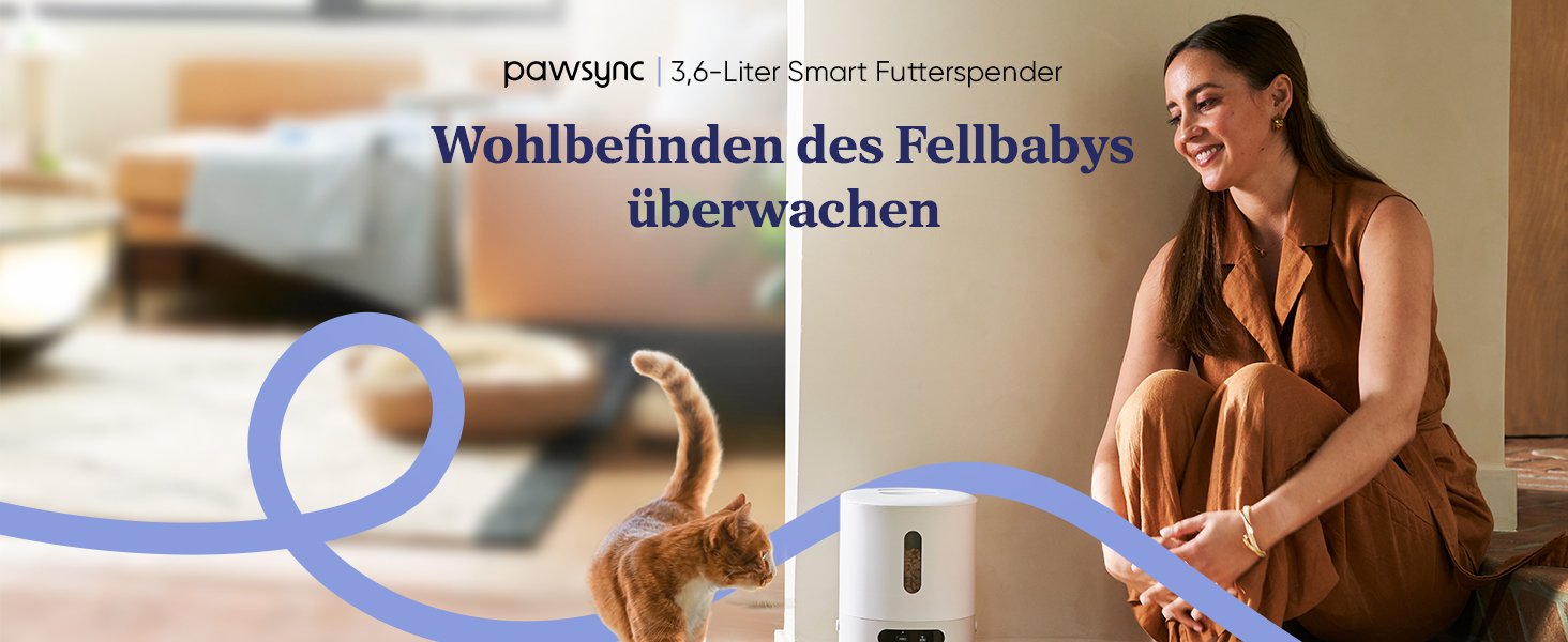 Розумний автоматичний годувач для тварин Pawsync з керуванням через додаток, індикатором нагадування та осушувачем для свіжості корму, кремово-білий