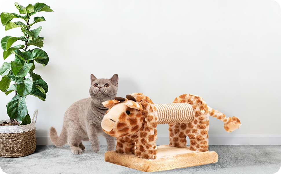 Дряпак для котів з сизалю та плюшу у формі панди, 56 x 18 x 18 см (Оранжевий)