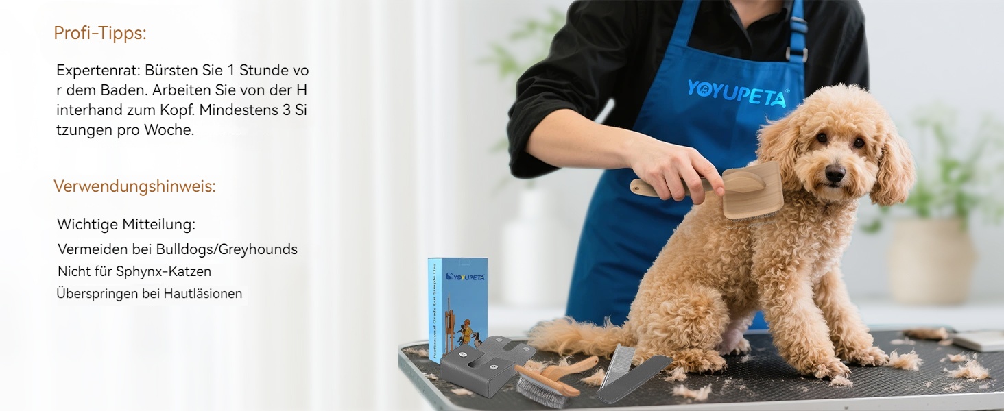 Набір щіток та гребінців Slicker для великих собак з довгою шерстю – щітка для розплутування з пінами 22 мм для Голден Ретріверів, Пуделів, Дудлів та котів – професійний догляд за шерстю з дерев'яною ручкою та шкіряним чохлом. Покриття лаком.