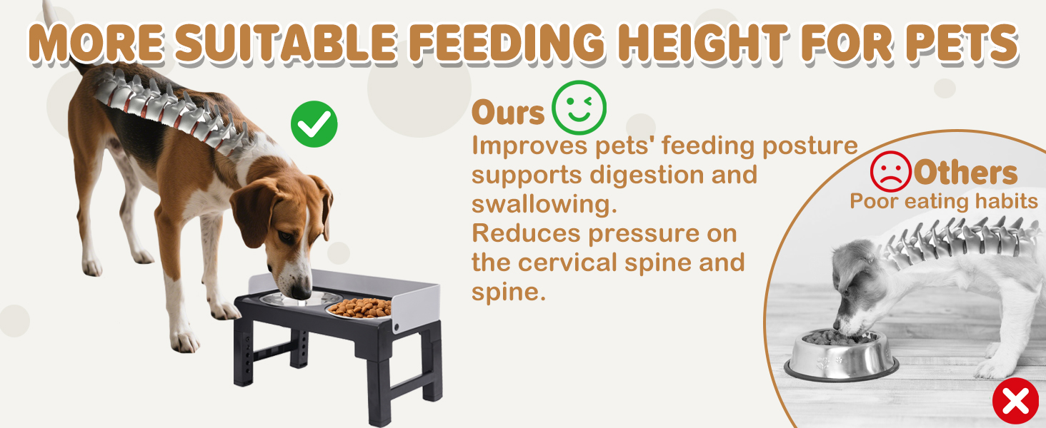 Підвищені годівниці для собак з перегородкою, 2 великі миски, регульована висота, для малих, середніх та великих собак