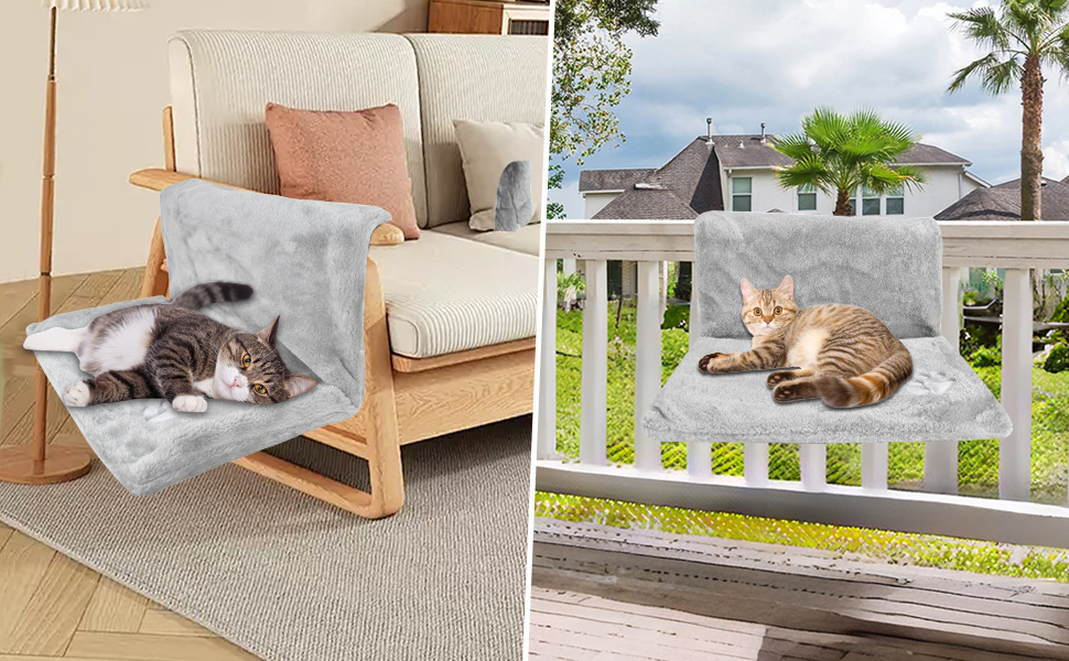 Килимок для кота на радіатор Dokeno, підвісна лежанка-гамак, теплий лежак для котів, лежанка-гамак для котів з м'яким плюшевим покриттям, зручна підвісна лежанка для котів на будь-який радіатор, 46x30x25 см