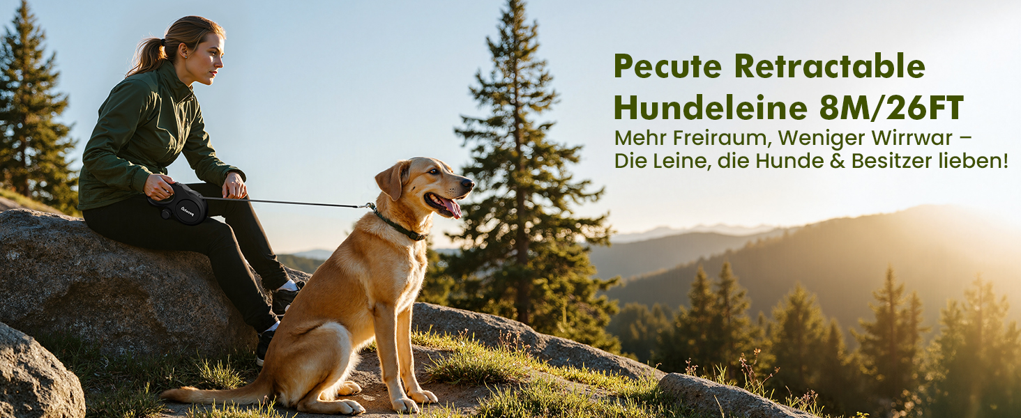 Рулетка для собак Pecute 8м, бічна, з набором для збору відходів, до 50 кг, чорна