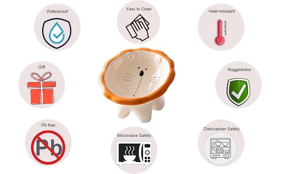 Підвищений годівниця для котів Busnos, керамічний, синій, 14x13x11 см, нахил 15°