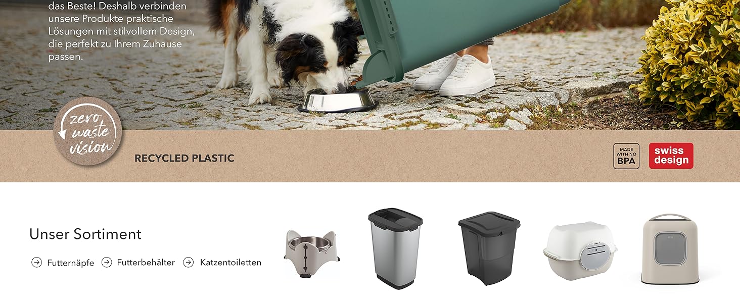 Контейнер для корму Rotho MyPet Cody 10л з кришкою та клапаном, BPA-free, антрацит/білий