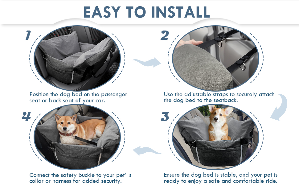 Автокрісло для собак - Автомобільне крісло для маленьких та середніх собак до 18 кг з ременем безпеки та кишенями для зберігання, антиковзаюча підставка (Смужка в морському стилі) (Сірий, 76.2 x 52 см)