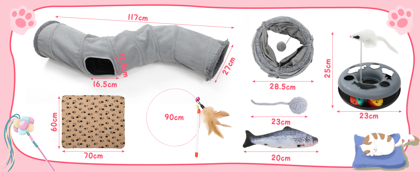 Туннель для котів XIAPIA, складаний, з м'ячиком, інтерактивна іграшка, для кошенят, кроликів, морських свинок, ігровий тунель для дому та вулиці