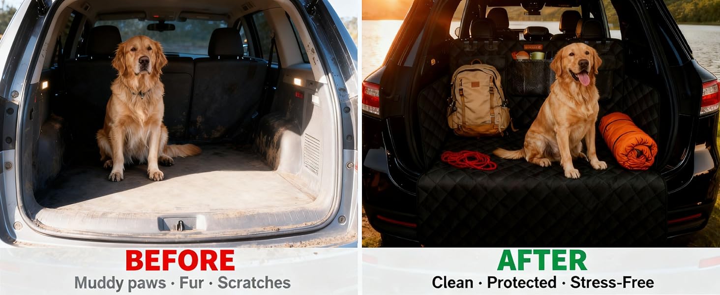 Захист для багажника автомобіля Alfheim для собак - водонепроникний килимок з міцного матеріалу, неслизький, з боковим захистом, чорний. Підходить для авто, позашляховиків, вантажівок