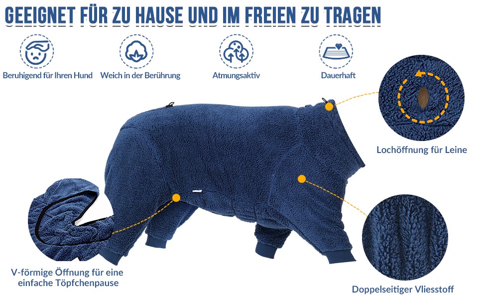 Теплий зимовий костюм для собак SlowTon: флісовий комбінезон-одяг для маленьких та середніх собак, XXXL, блакитний