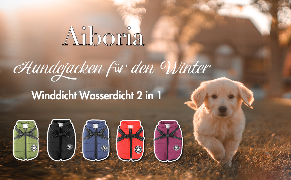 Зимова куртка для собак Aiboria: вітронепроникна, водонепроникна, 2-в-1, тепла, зелена, для цуценят та малих порід