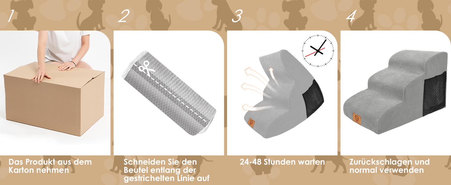 Сходинки для собак 3 ступені, антиковзні, 40 см, сірі. Підходять для маленьких собак та котів. Зручні для доступу на диван/ліжко. Легко миються.