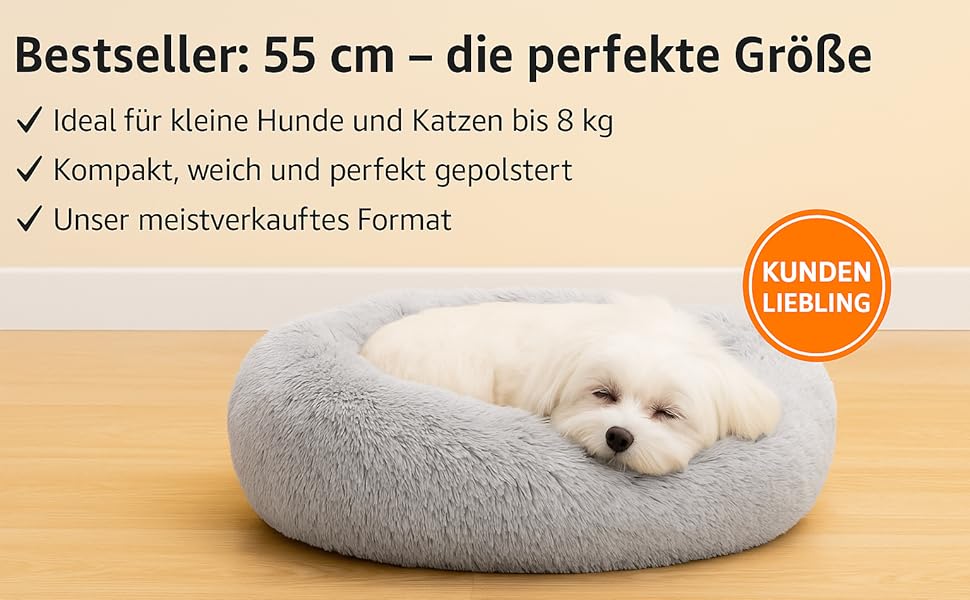 Крісло-лежанка для собак та котів Flamingo, м'яке, у вигляді подушки-донат, 55 см, колір мокко