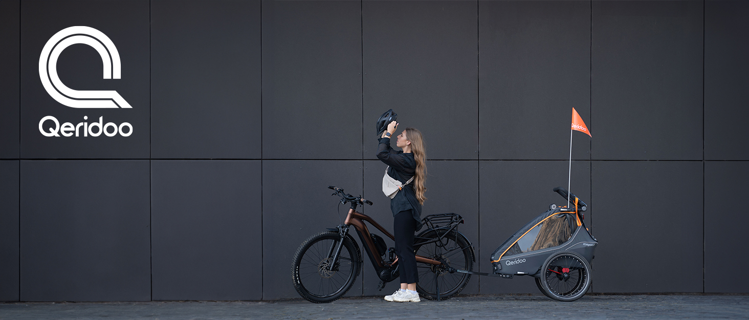 Qeridoo Sportrex 2 Limited Edition Jeans Blue: Дитячий велопричіп для 2 дітей, 360° обертове колесо, захист голови