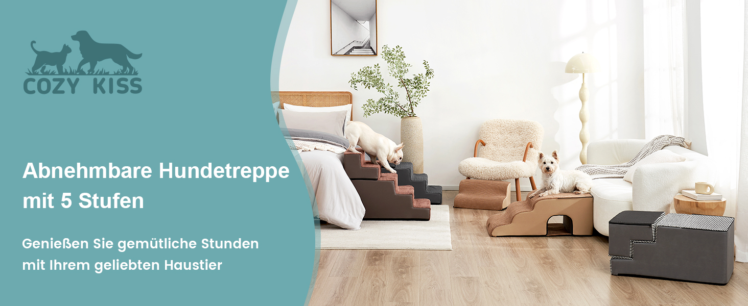 Сходинка для собак COZY KISS, для маленьких собак і котів, з нековзким покриттям, з щільного піноматеріалу, для ліжка, дивану, авто (Чорний & Білий, 7x0x60cm)