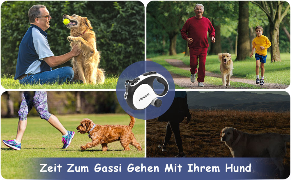 Висувна поводок для собак VTOPVMAX 8м - для середніх та великих собак до 50 кг. Міцний поводок з безпечним тросом, дозатор для відходів та гальмо однією рукою (білий)