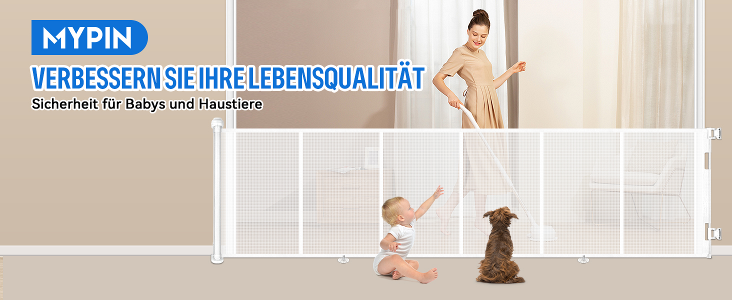 Захисне ворота MYPIN для дверей, висувні, 0-140 см. Захист від собак та дітей. Чорний колір.