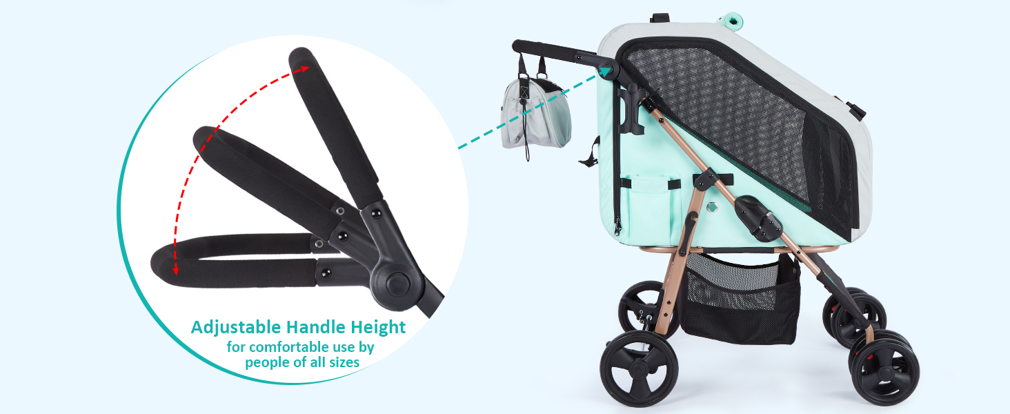 Візок для собак Ownpets - 3в1, для собак середніх порід (до 30 кг), блакитний, з автотранспортною коробкою, поворотні колеса та амортизація