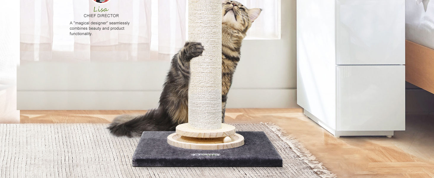 Котячий комплекс Globlazer XXL: стабільна стійка 90х50 см з іграшками, товстий стовпчик з сизалю, іграшковий м'ячик, для великих котів (SC35, темно-сірий)