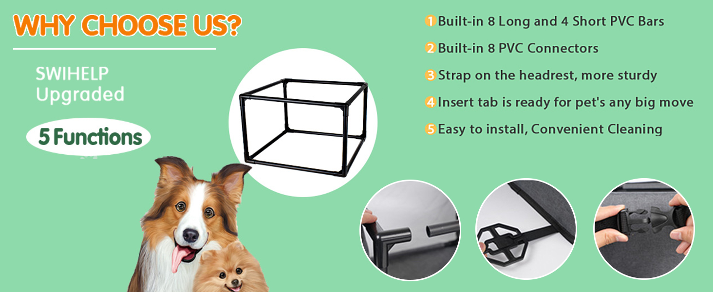 Автокрісло для собак: стабільне, водовідштовхувальне, для маленьких та середніх порід, сірий каркас