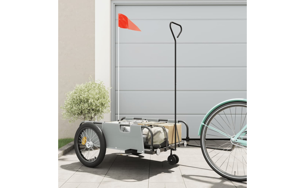 Причіп для велосипеда, вантажний, сірий, 135 x 68 x 37 см