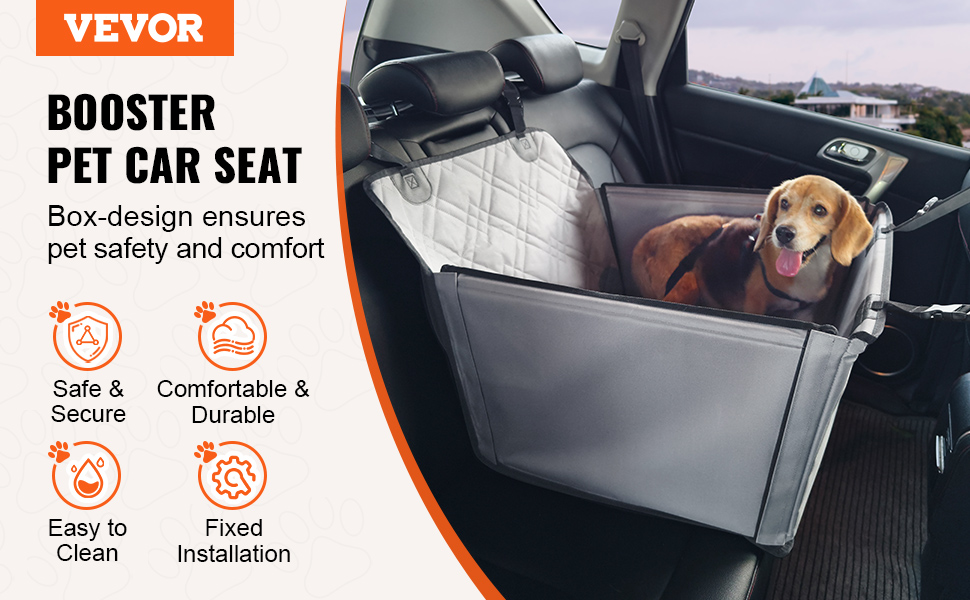 Автокрісло для собак VEVOR: водонепроникне, з підставкою, безпечне, для собак до 22 кг (Сірий)