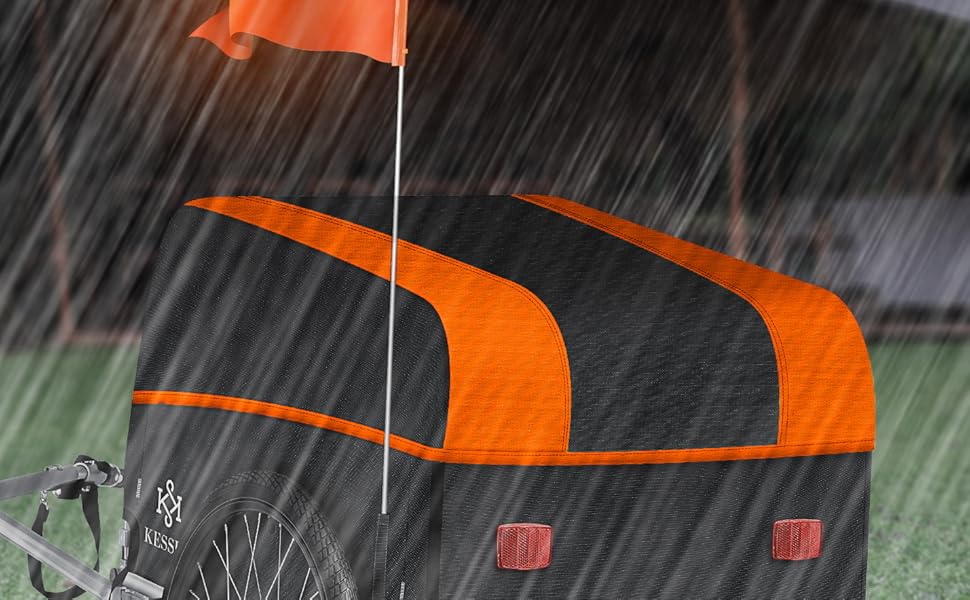 KESSER® Причіп для велосипеда вантажний, 120 літрів, оранжевий/антрацитовий, з дахом та функцією складання