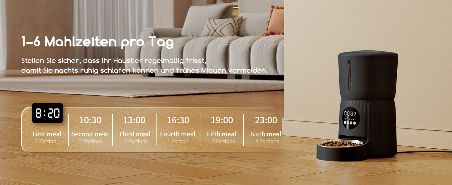 Автомат годівлі для котів Faroro 4L, програмований, з контролем порцій, 10 сек. голосових повідомлень, чорний