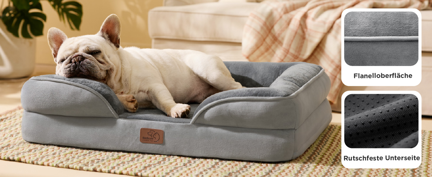 Ортопедичне ліжко для собак BEDSURE - 106x80 см. Зручне ліжко-софа для великих собак з м'яким пінопластом, миється, не слизьке, колір: зелений, розмір: 106 x 80 x 17 см