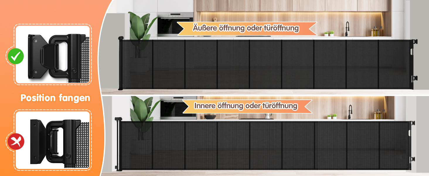 Розсувне захисне оградження для дитини та собаки, 400 см, 105 см заввишки, для сходищ/коридору/внутрішніх/зовнішніх приміщень, білий (чорний)