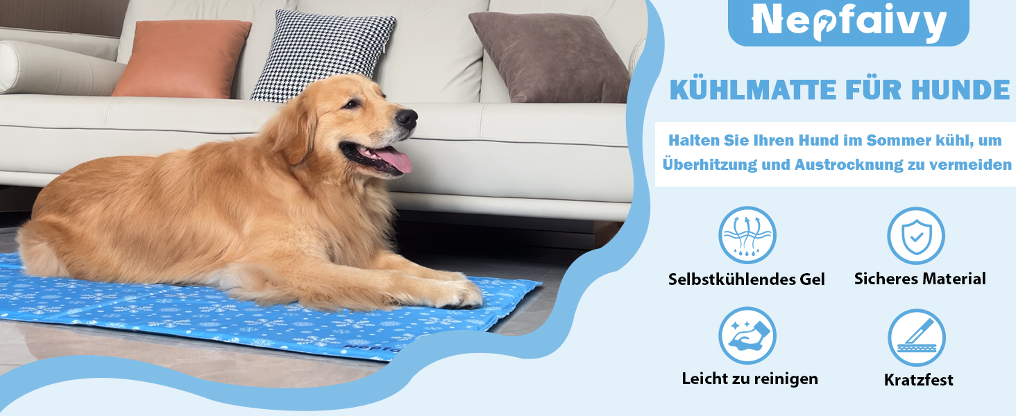 Охолоджувальний килимок для собак та котів Nepfaivy, самоохолоджуюча підстилка з нетоксичним гелем для великих домашніх тварин, 120x80 см