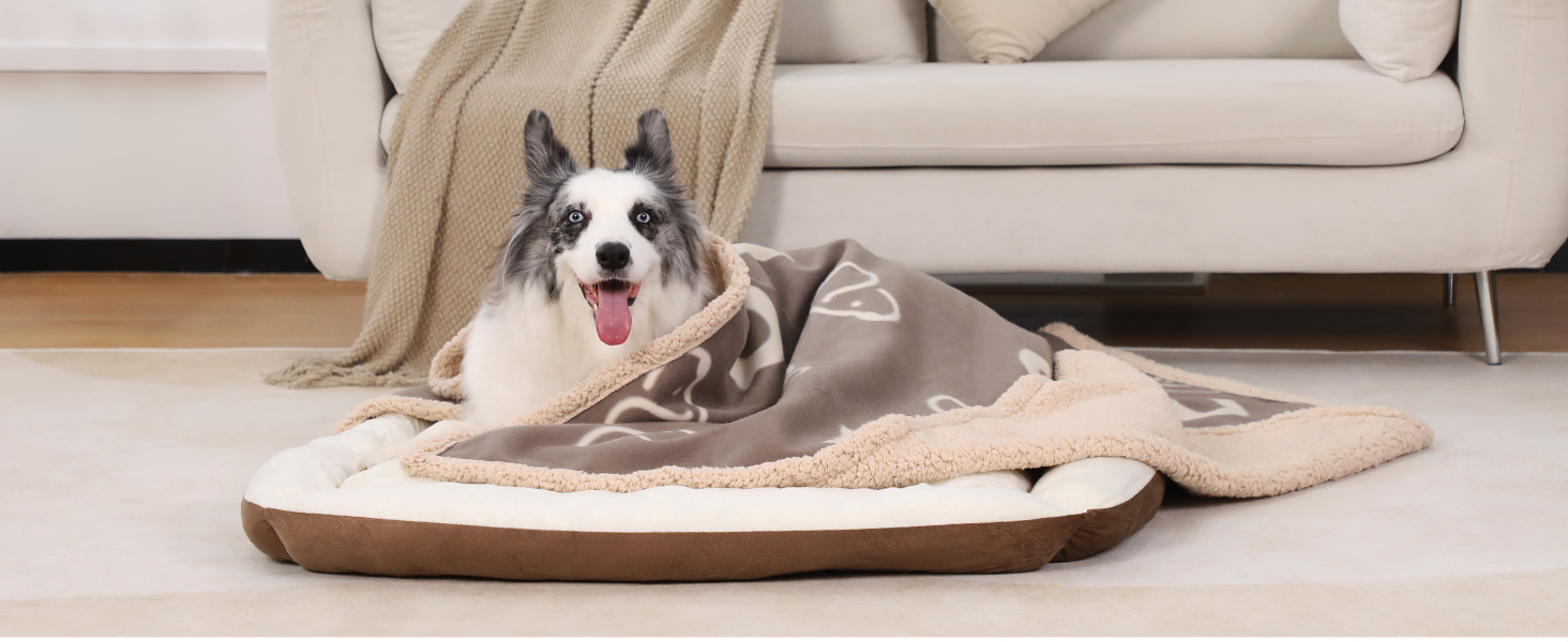 Водонепроникний лежак для собак PETTOM з флісу Sherpa, 127 x 100 см (Колір: Коричневий)