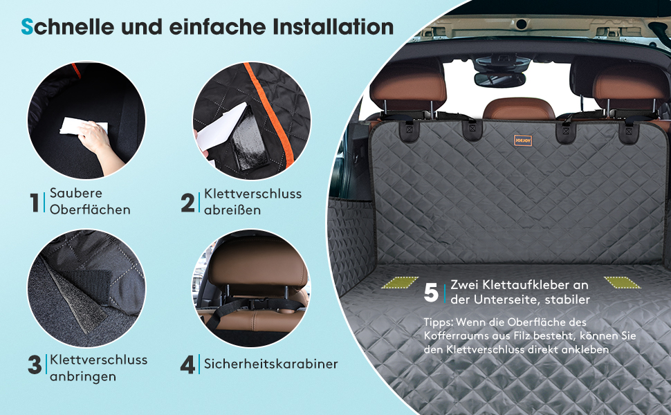 Захист для багажника авто Joejoy для собак з боковими та захистом від порогів, універсальний, вологостійкий, стійкий до подряпин, легко чиститься, килимок для багажника (185 x 105 см)