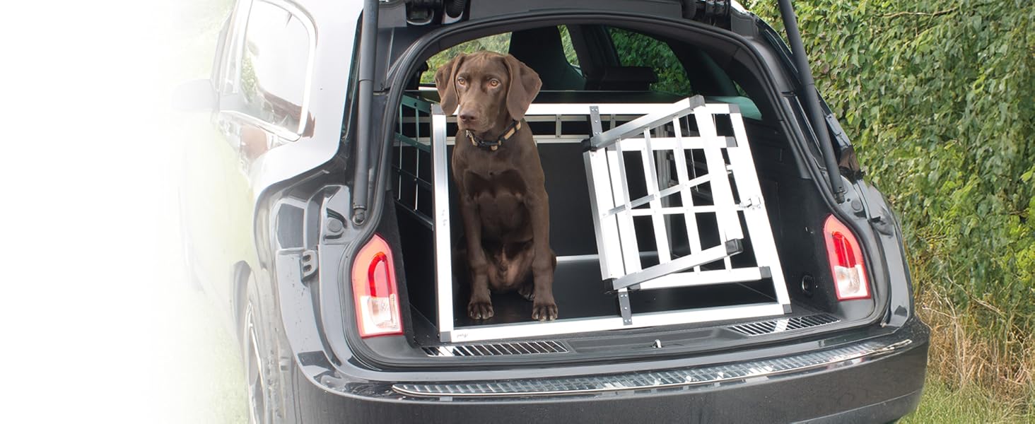 Транспортна переноска для собак Petigi Hundebox: алюмінієва переноска для автомобіля, 89 x 69 x 50 см