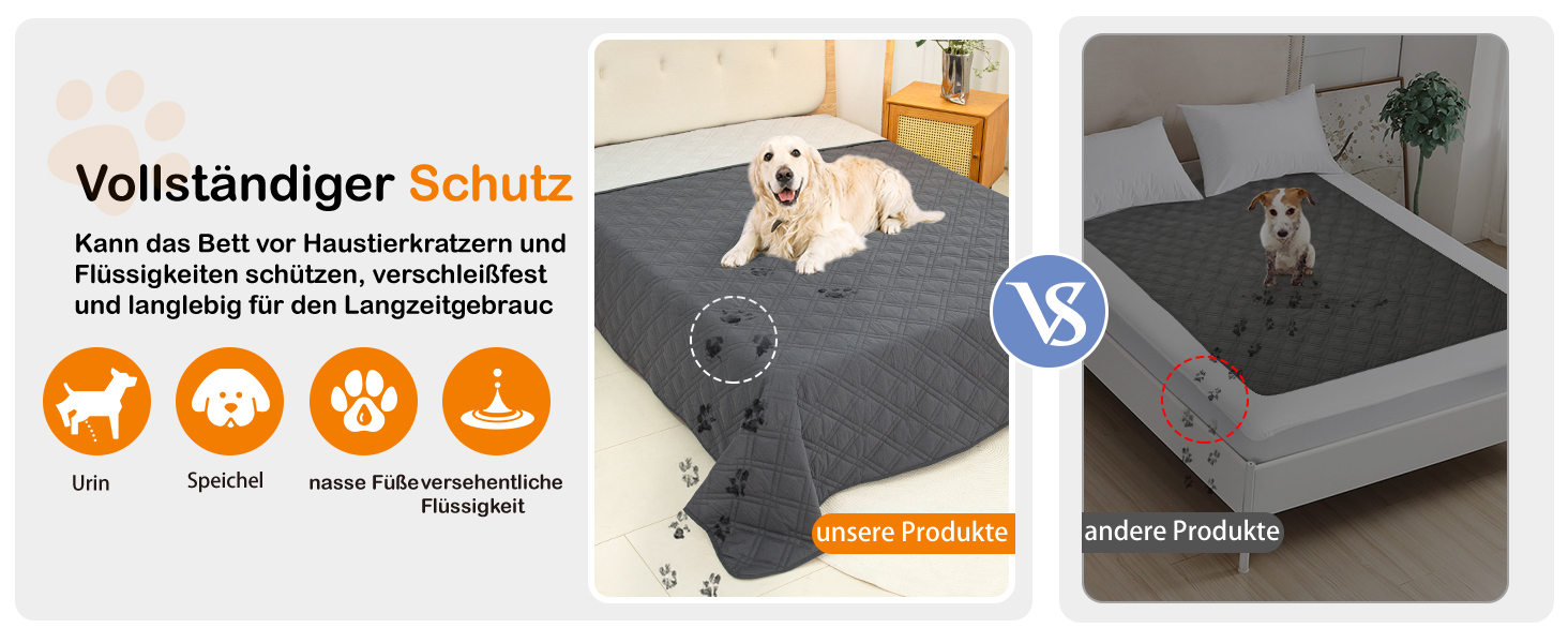 Водонепроникний килимок для собак GYURO, великий, миючий, з неслизьким дном, захищає меблі (235*259 см, 77*178 см, сірий)