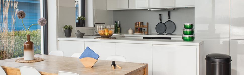 Металева коробка Relaxdays 6,5 л з дозатором для кормів та продуктів, герметична, біла