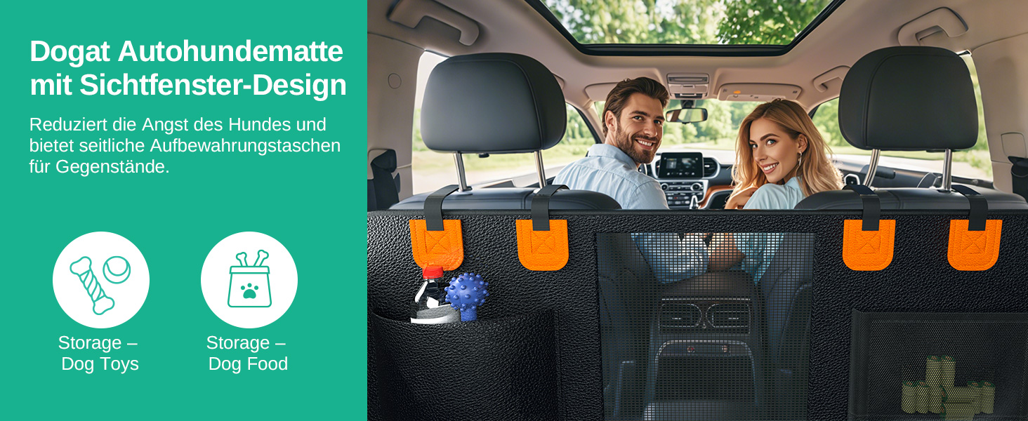 Водонепроникна автодека Dogat для собак з боковим захистом та оглядовим вікном, з кріпленням на ремінь безпеки, легко миється