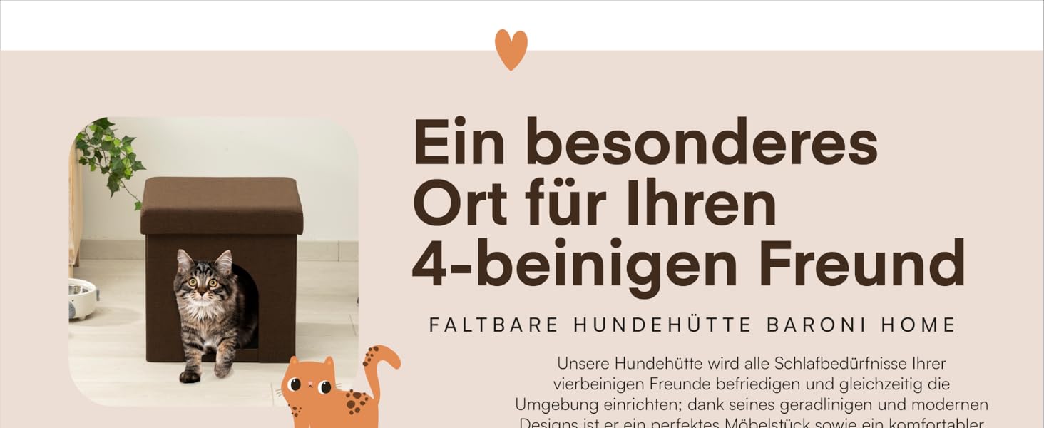 Підстилка для собак та котів Baroni Home, складана, коричнева, 38 x 38 x 42 см