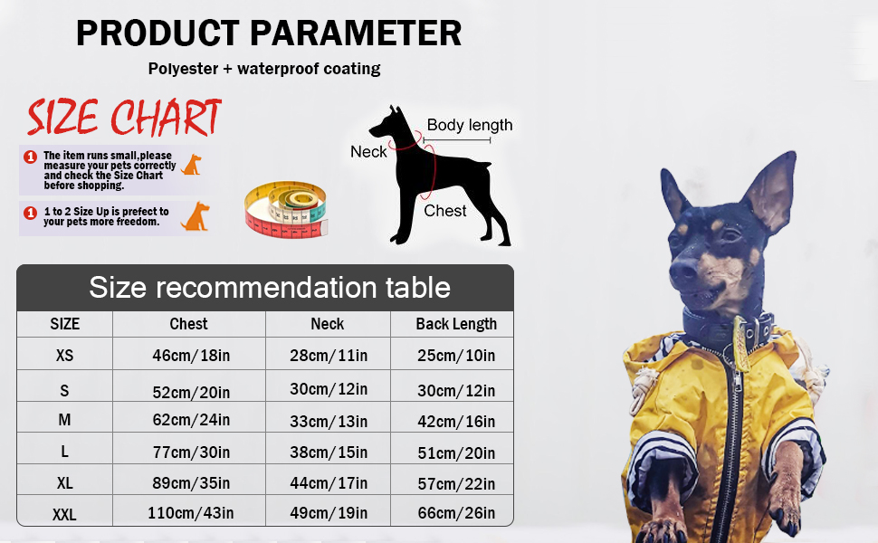 MOREZI Водонепроникний дощовик для собак з захистом лап та міцною капюшоном - Легкий, для малих/середніх порід - Застібка-блискавка, регульований шнурок, синій, S (Обхват грудей: 43-48 см), колір 'Глибокий синій'