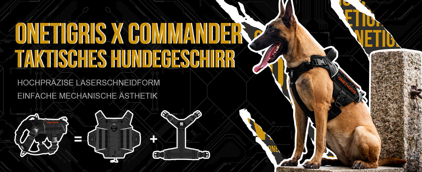 Тактична шлейка для собак OneTigris X Commander, чорна